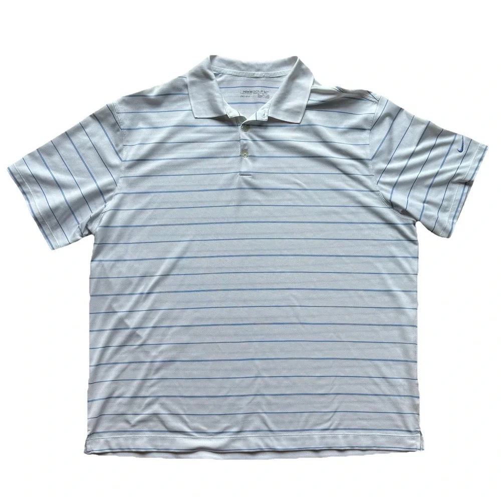 Nike Golf Polo Shirt Mens Size XXL Dri-Fit Performance Tour Polyester White‎